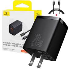 Cargador Rápido Dual USB Baseus 20W + Cable Tipo C / Lightning
